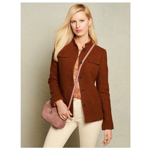 Talbots Wool Blend Band Collar Magenta Jacket - Picture 12 of 13